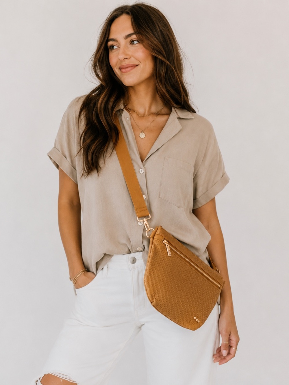 Pretty Simple Diagonal Woven Westlyn Bum Bag Crossbody Vegan Leather Adjustable